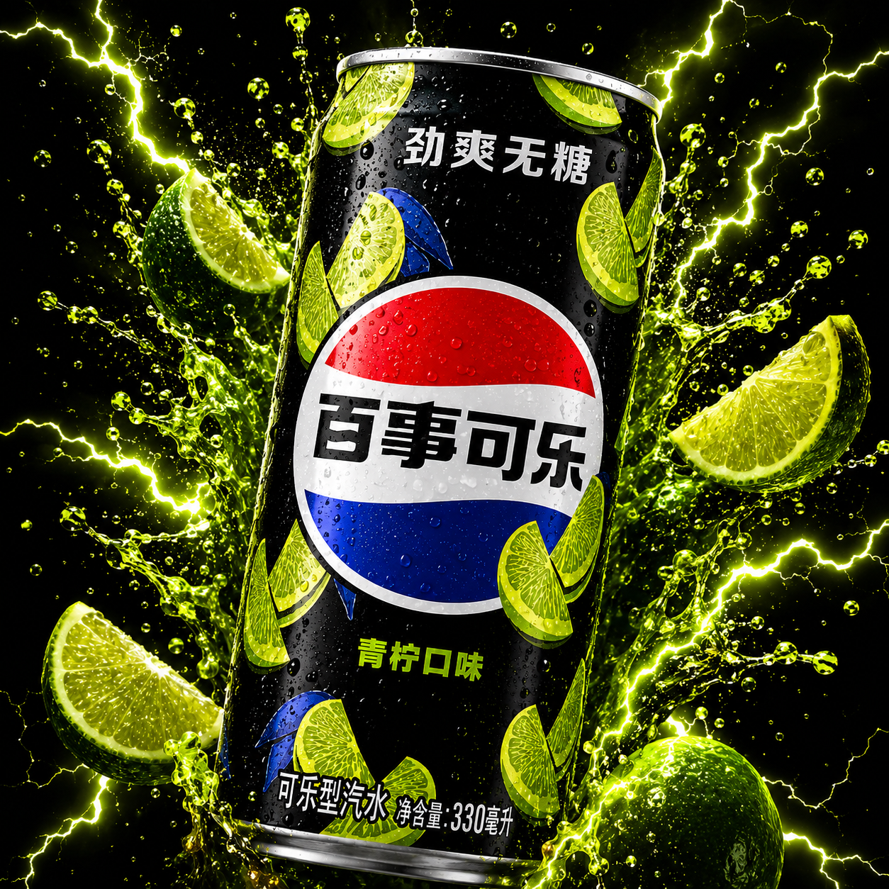 Pepsi Electric Lime Zero Sugar 11.6 oz (TAIWAN)